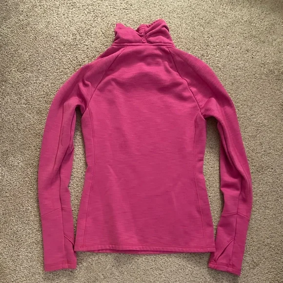 Athleta fleece mock neck turtleneck pullover sweatshirt long sleeve hot pink XS - Picture 5 of 6